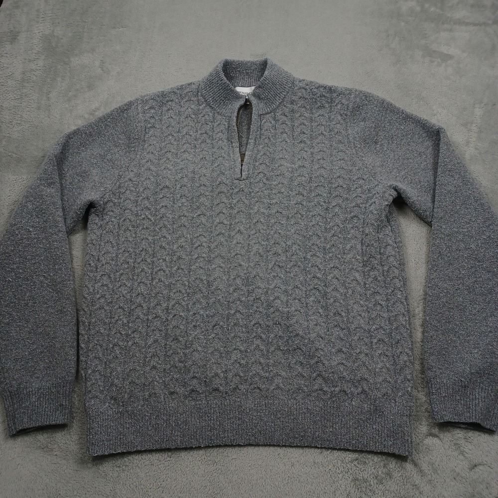 Thomas Sterling Sweater Mens XL Gray 1/4 Zip Knit Pullover Preppy